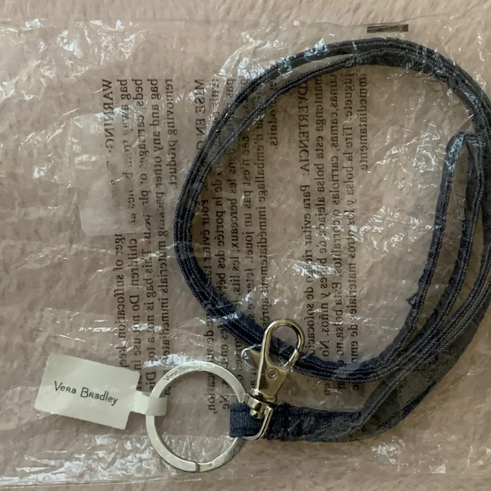 LMT: Vera Bradley Moonlight Navy Lanyard with Silver Accent